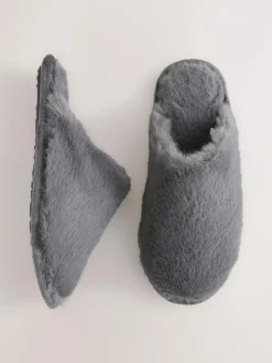 Clearance Next Faux Fur Mule Slippers Grey