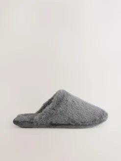 Clearance Next Faux Fur Mule Slippers Grey