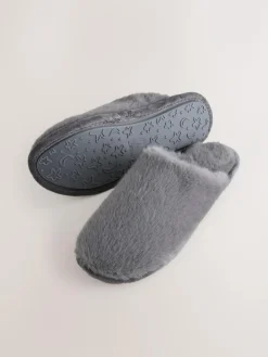 Clearance Next Faux Fur Mule Slippers Grey