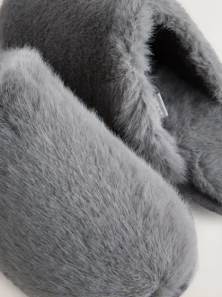 Clearance Next Faux Fur Mule Slippers Grey