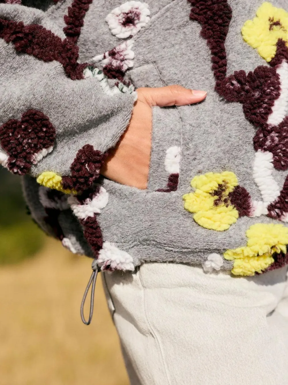 Discount Next Grey Floral Jacquard Floral Jaquarded Borg Half Zip Neck Fleece Sweatshirt