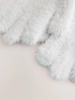 Next Grey Fluffy Gloves (3-16yrs)^ Hats, Gloves & Scarves