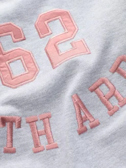 Next Grey Graphic Satin Applique 'Le Marais' City Longsleeve Crewneck Sweatshirt^Women Nightwear|Hoodies & Sweatshirts