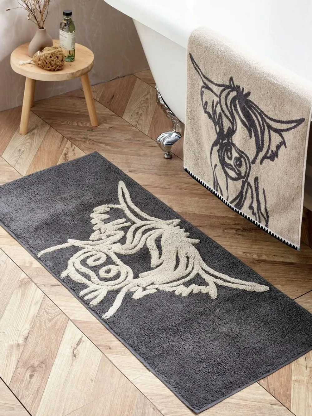 Hot Next Grey Hamish 100% Cotton Runner Bath Mat