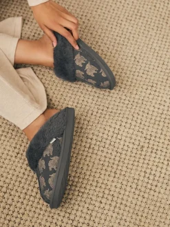 New Next Grey Hamish Suede Mule Slippers
