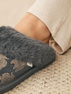New Next Grey Hamish Suede Mule Slippers