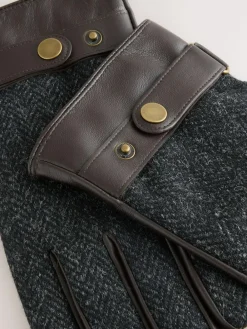 Next Harris Tweed And Leather Gloves^ Hats, Gloves & Scarves|Hats, Scarves & Gloves