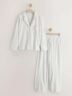 Outlet Next Jersey Button Through Pyjamas Grey