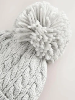 Next Knitted Cable Pom Beanie^BOY Hats & Scratch Mitts|Newborn Accessories