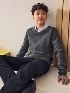 Discount Next Grey Knitted V-Neck School Jumper (3-16yrs)