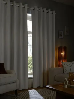 Sale Next Grey Light Cloud Blackout/Thermal Cotton Eyelet Curtains