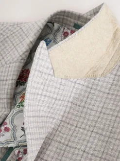 Next Grey Linen Blend Check Tailored Suit Jacket^ Grey Suits