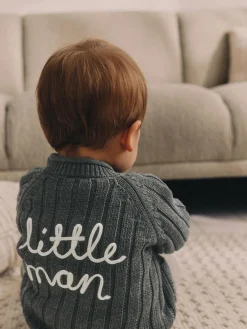 Clearance Next Grey Little Man 100% Cotton Cardigan (0mths-2yrs)