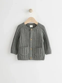 Clearance Next Grey Little Man 100% Cotton Cardigan (0mths-2yrs)