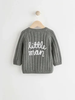 Clearance Next Grey Little Man 100% Cotton Cardigan (0mths-2yrs)