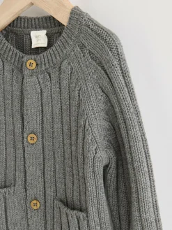 Clearance Next Grey Little Man 100% Cotton Cardigan (0mths-2yrs)