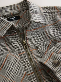 Next Grey Long Sleeve Check Zip Through Shirt (3mths-7yrs)^BOY Suits & Vest