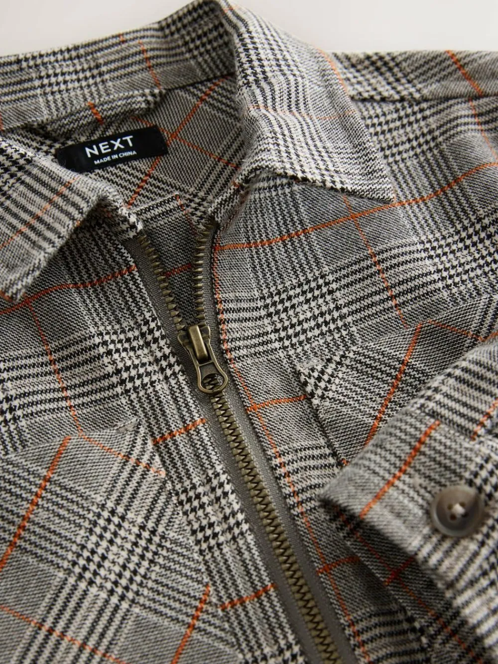 Next Grey Long Sleeve Check Zip Through Shirt (3mths-7yrs)^BOY Suits & Vest