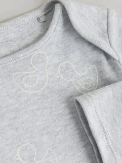 Next Grey Long Sleeved Baby Bodysuits 5 Pack^BOY Unisex|Bodysuits & Vests