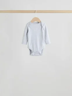 Next Grey Long Sleeved Baby Bodysuits 5 Pack^BOY Unisex|Bodysuits & Vests