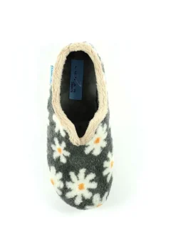 Clearance Lunar Ladies Flower Pattern Slippers Grey