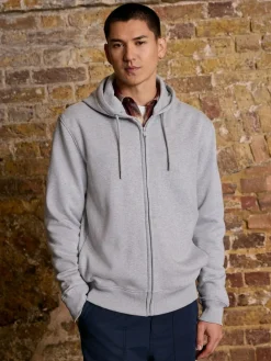 Next Cotton Rich Heavyweight Jersey Full Zip Hoodie Grey Marl