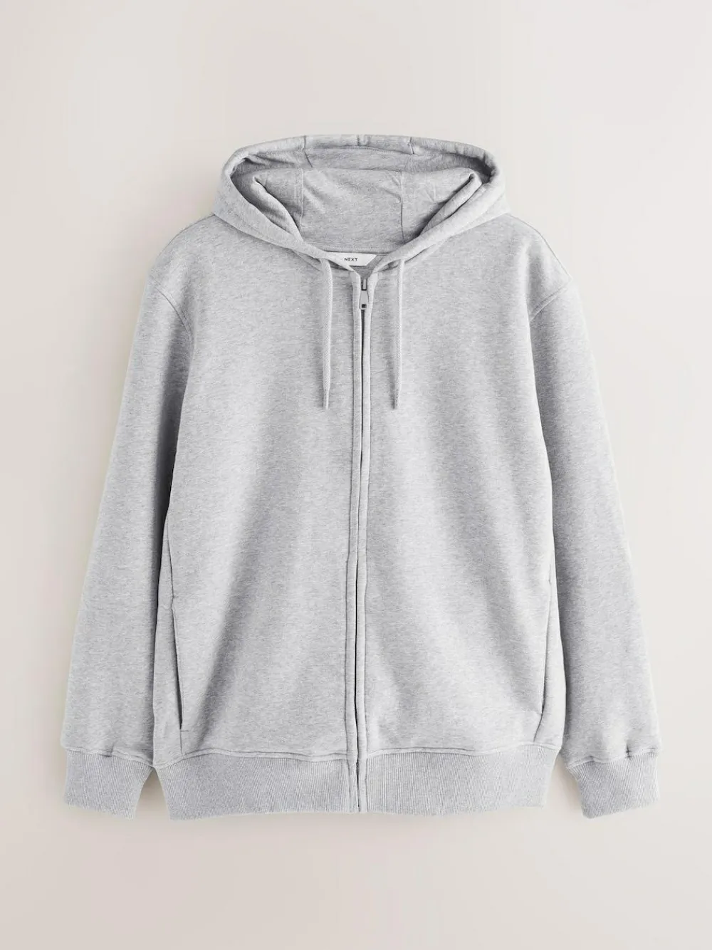 Next Cotton Rich Heavyweight Jersey Full Zip Hoodie Grey Marl