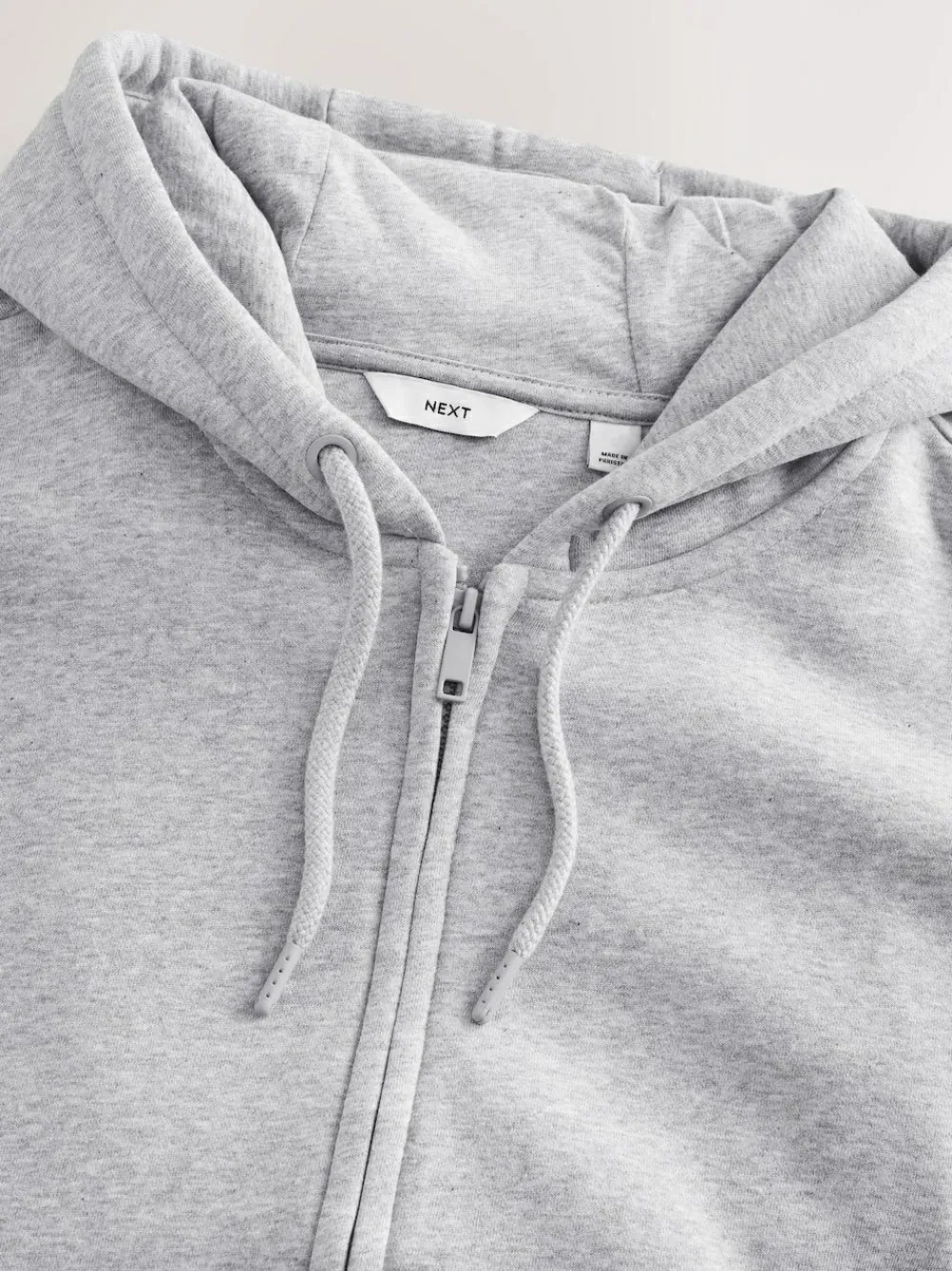 Next Cotton Rich Heavyweight Jersey Full Zip Hoodie Grey Marl