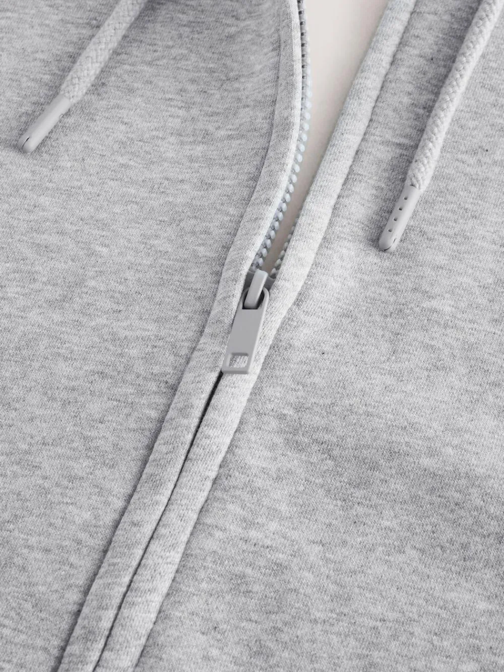 Next Cotton Rich Heavyweight Jersey Full Zip Hoodie Grey Marl