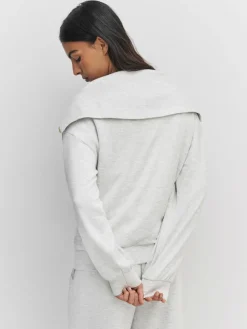 New Next Half Zip Jersey Sweatshirt Grey Marl