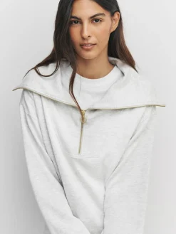 New Next Half Zip Jersey Sweatshirt Grey Marl