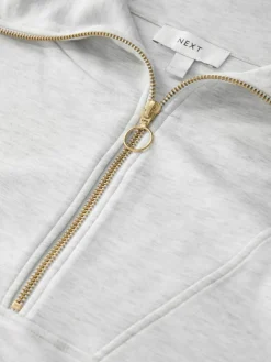 New Next Half Zip Jersey Sweatshirt Grey Marl