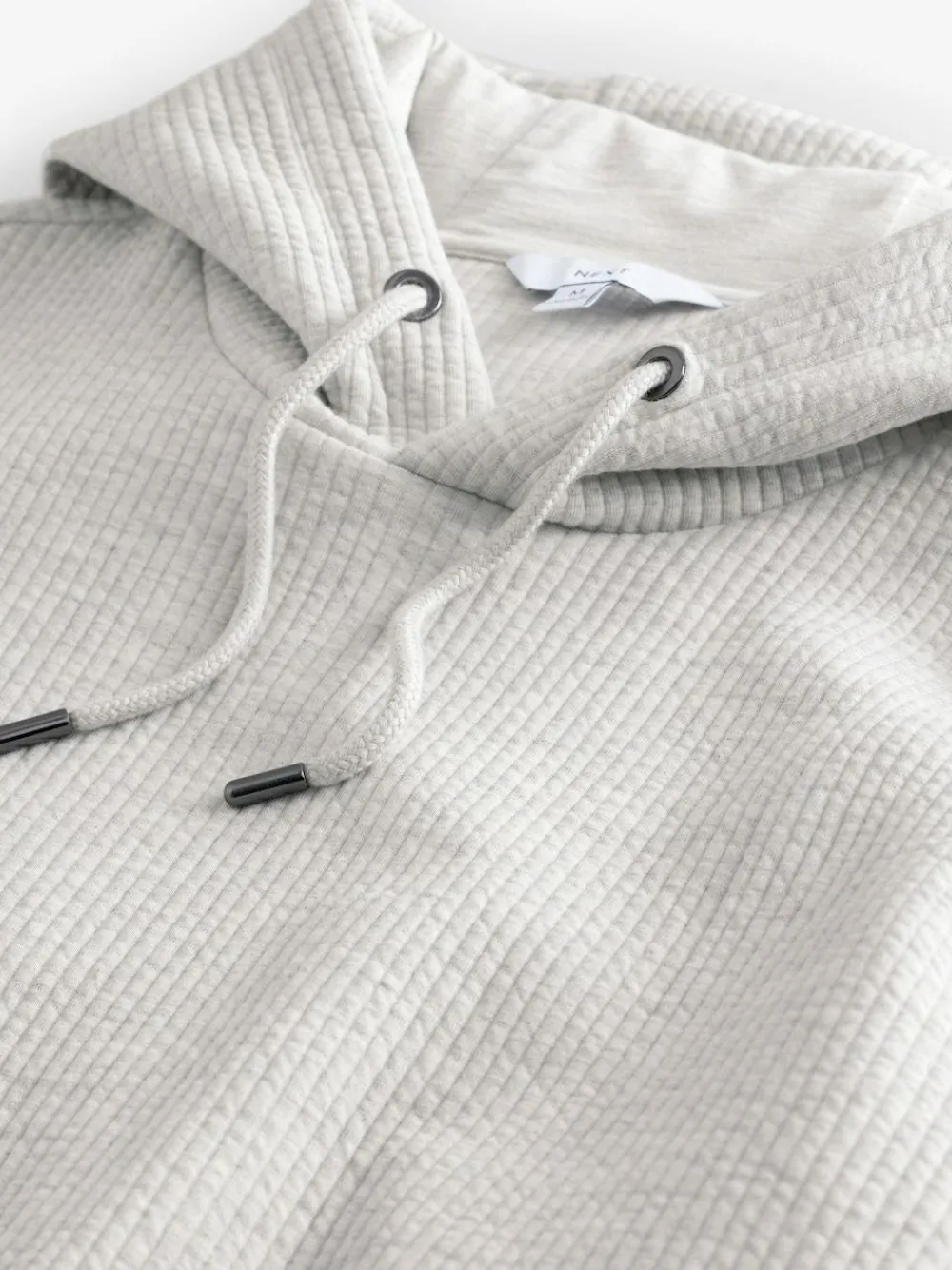New Next Linear Texture Hoodie Grey Marl