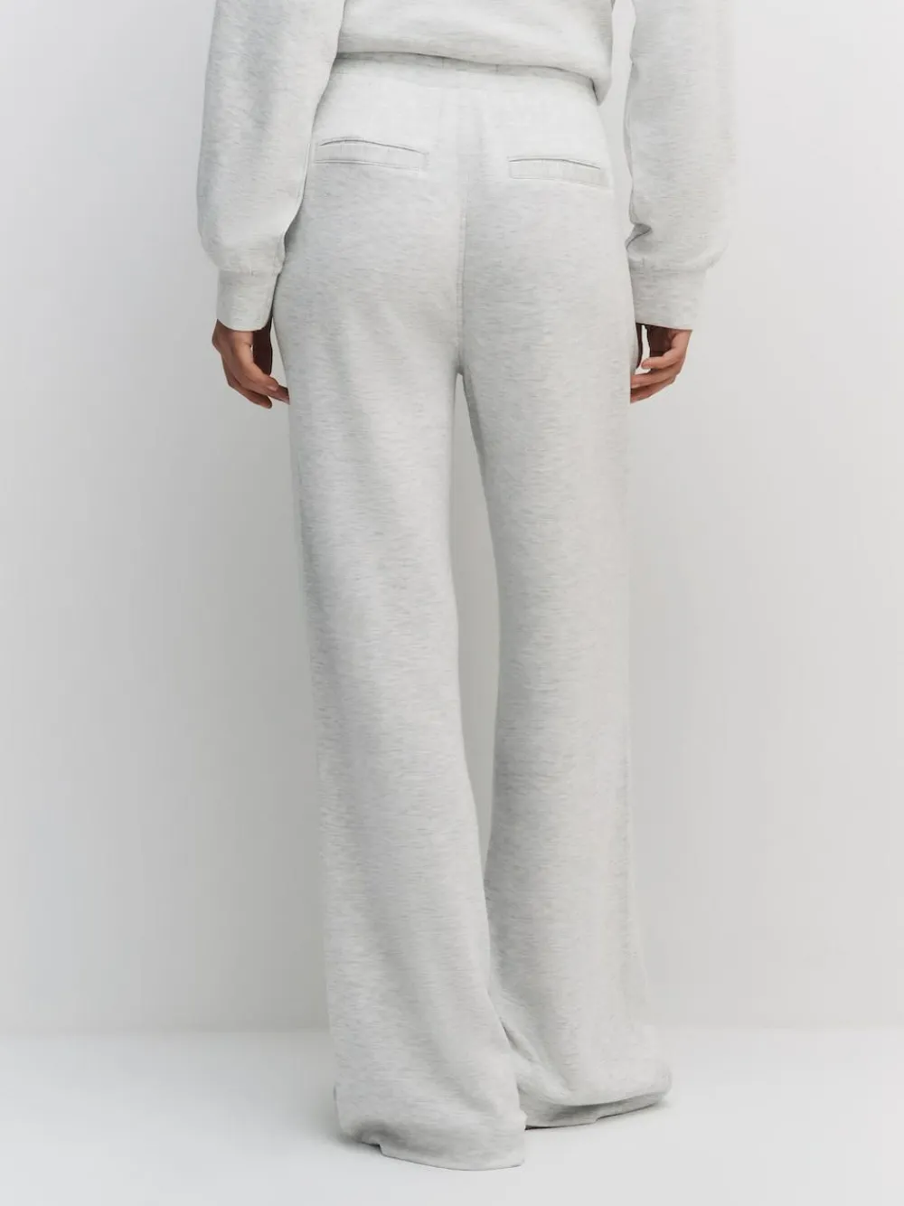 Next Premium Wide Leg Jersey Joggers Grey Marl