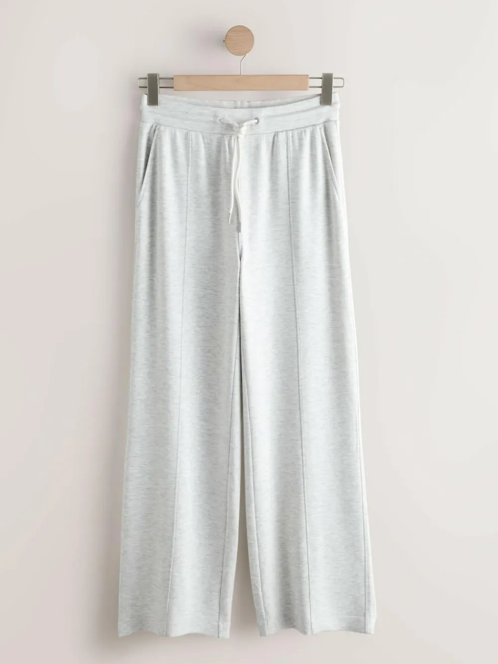 Next Premium Wide Leg Jersey Joggers Grey Marl