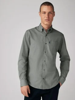 Next Grey Marl Regular Fit Button Down Easy Iron Oxford Shirt^ Shirts|Occasionwear