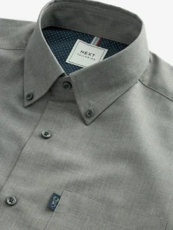 Next Grey Marl Regular Fit Button Down Easy Iron Oxford Shirt^ Shirts|Occasionwear