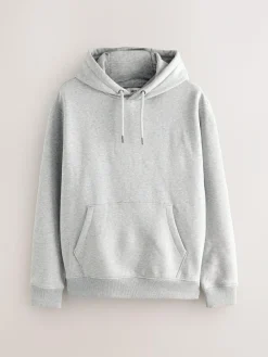 Hot Next Grey Marl Regular Fit Heavyweight Cotton Rich Jersey Hoodie