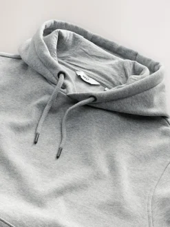 Hot Next Grey Marl Regular Fit Heavyweight Cotton Rich Jersey Hoodie