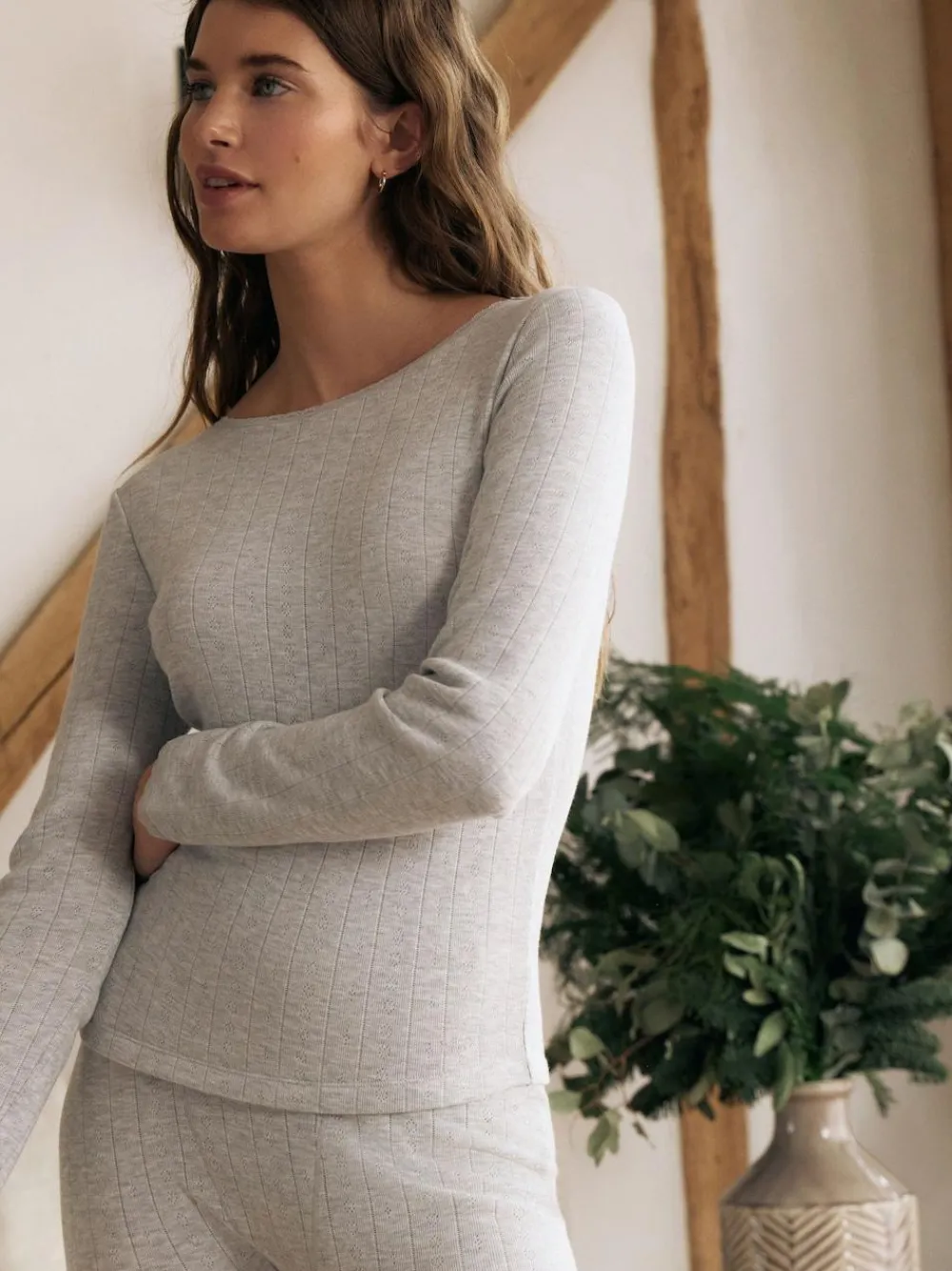 Next Thermal Maximum Warmth Cosy Pointelle Long Sleeved Top^Women Thermals