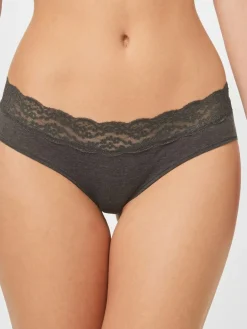 Clearance Next Grey Marl/Pink/Plum Short Cotton Lace Knickers 4 Pack