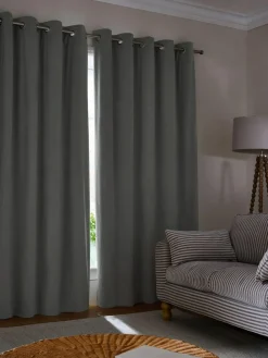 New Next Grey Matte Velvet Blackout/Thermal Curtains