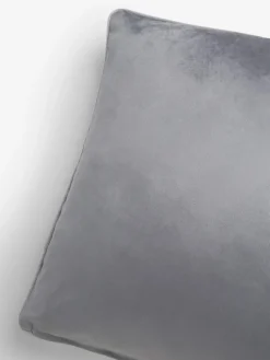 Next Grey Matte Velvet Contrast Pipe 50 x 50cm Cushion^ Cushions & Throws