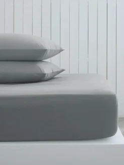 Next Grey Mid Cotton Rich Deep Fitted Bed Sheet^ Bedsheets & Pillow Cases
