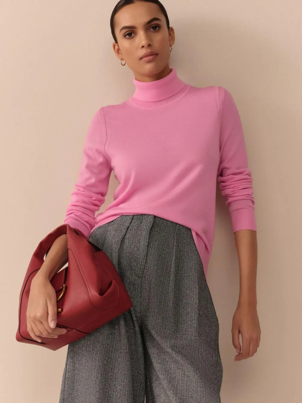 New Next N. Premium Herringbone Culottes With Wool Grey