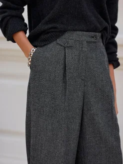 Best Next Grey N. Premium Wide Leg Pleated Trousers With Wool