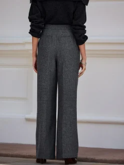 Best Next Grey N. Premium Wide Leg Pleated Trousers With Wool