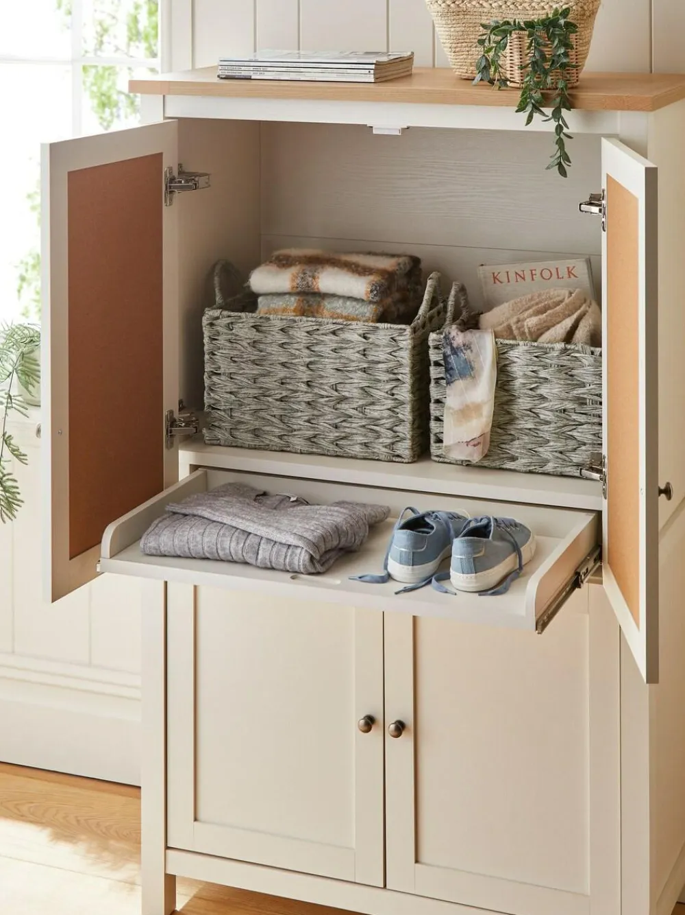 New Next Plastic Wicker Set of 2 Storage Basket Grey