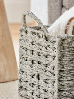 New Next Plastic Wicker Set of 2 Storage Basket Grey