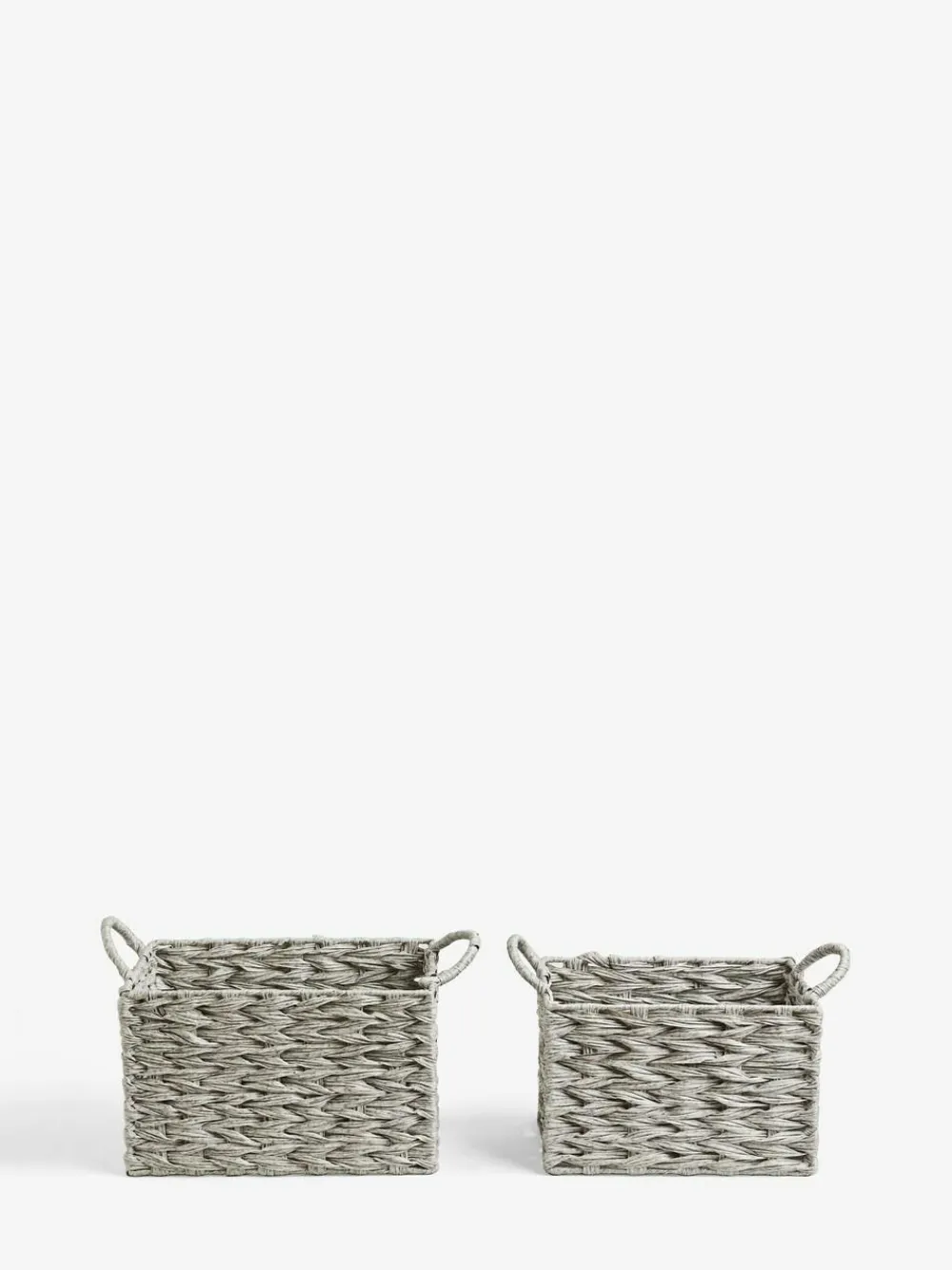 New Next Plastic Wicker Set of 2 Storage Basket Grey